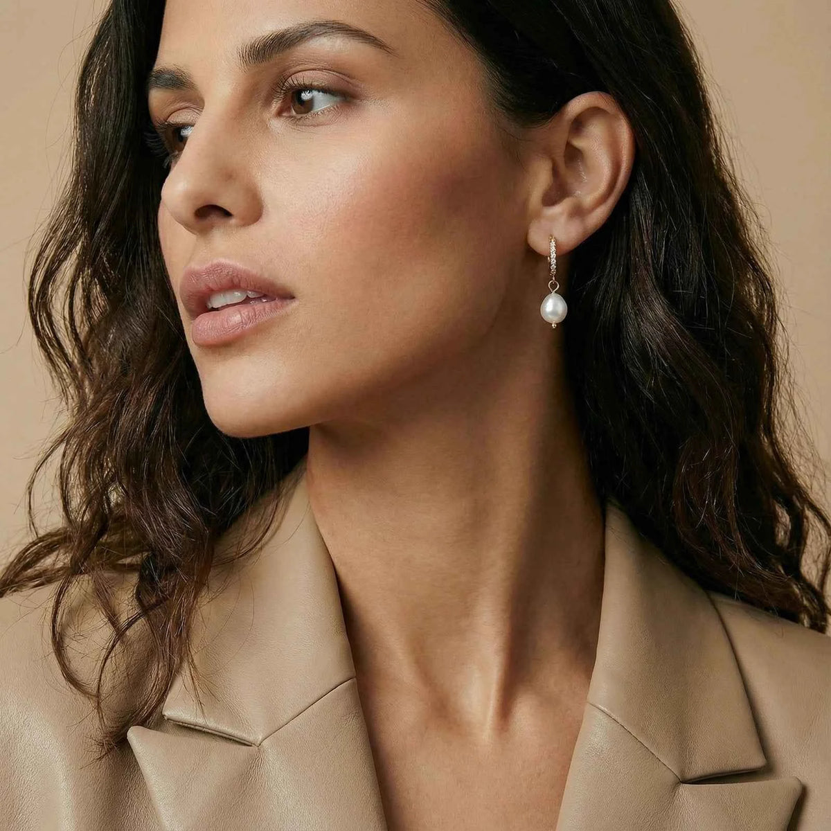 Vraeva Pearl Drop Hoops with delicate pearl drop details